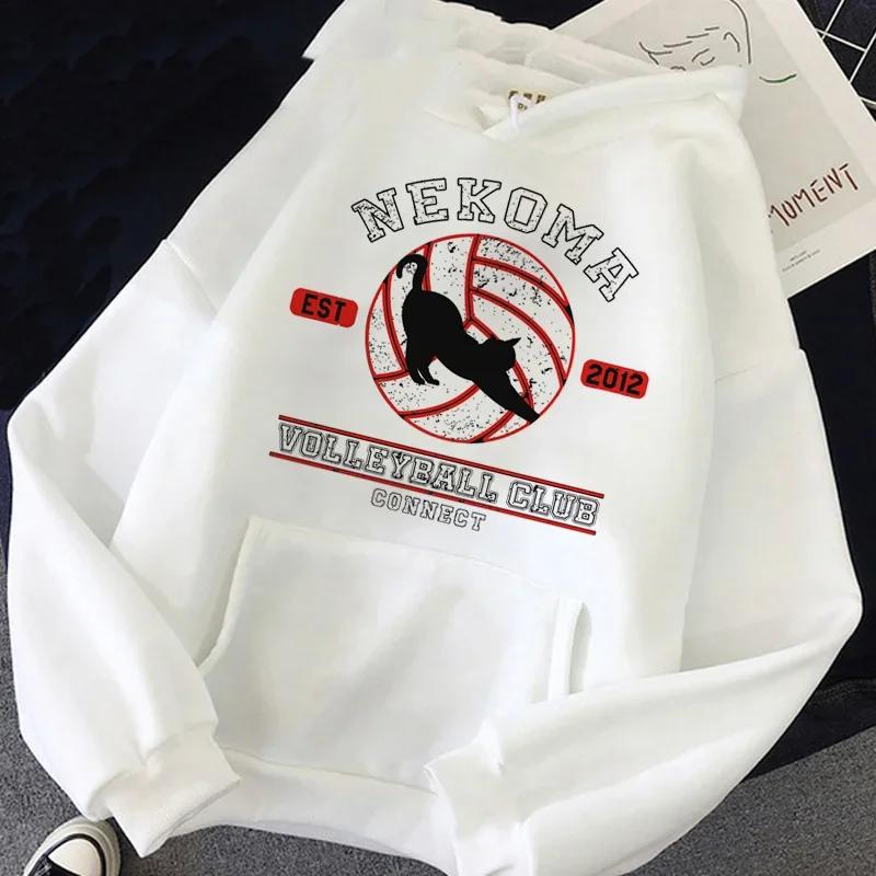 Basketball Print Harajuku Style Japanese Anime Hooded Women's Kawaii Cartoon Nekoma Streetwear Kuroo Volleyball Sports Shirt