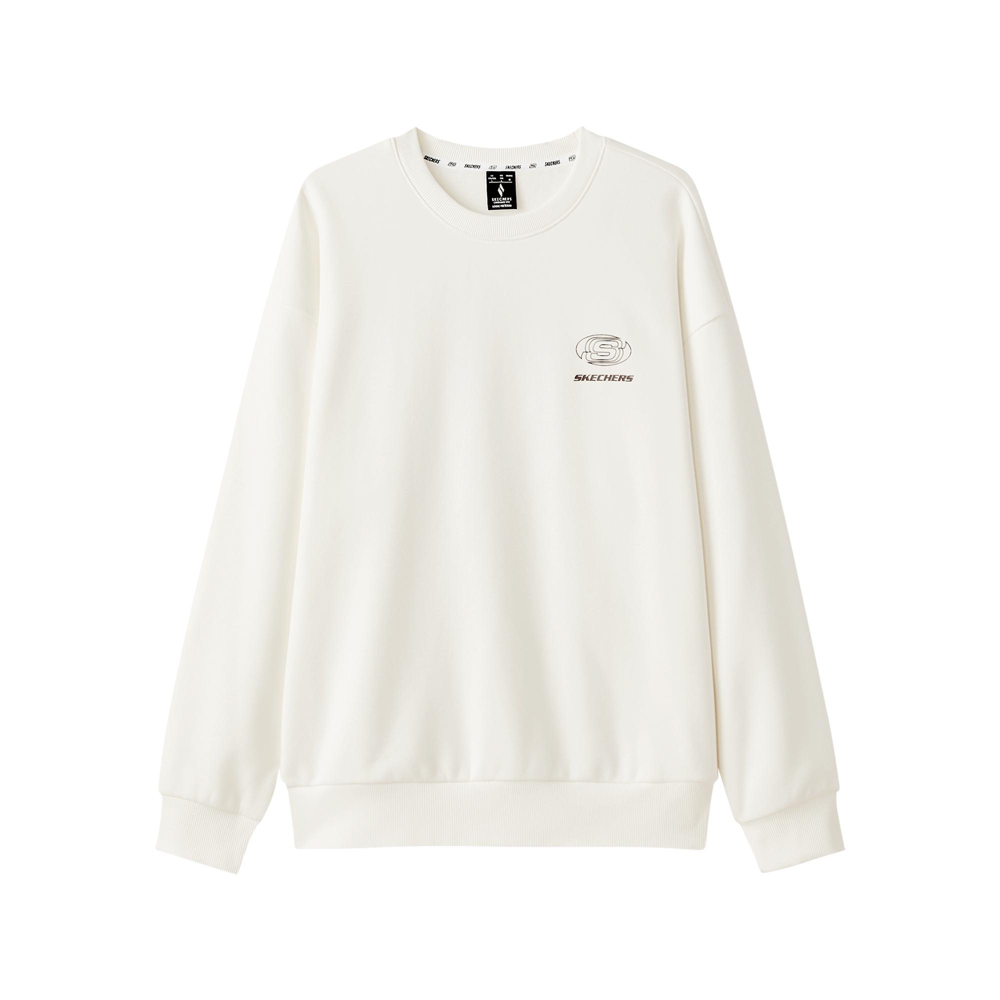 Skechers Fleece Lined Warm Sports Casual Commuter Comfortable Loose Soft Skin Friendly Logo Round Neck Pullover Sweatshirt L324U189-0074 XS