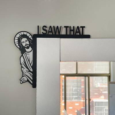 Door Frame Decor Wood Funny Door Sign Jesus I Saw That Frame Corner Ornament for Home Wall Furniture
