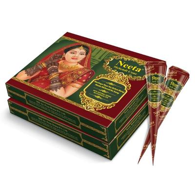 Neeta Mehndi-Kegel Körperkunst Ganz Natürliche Kräuter Reine Henna-Paste (12 Stück X 1 KARTON) 2er-Pack für temporäre Tattoos