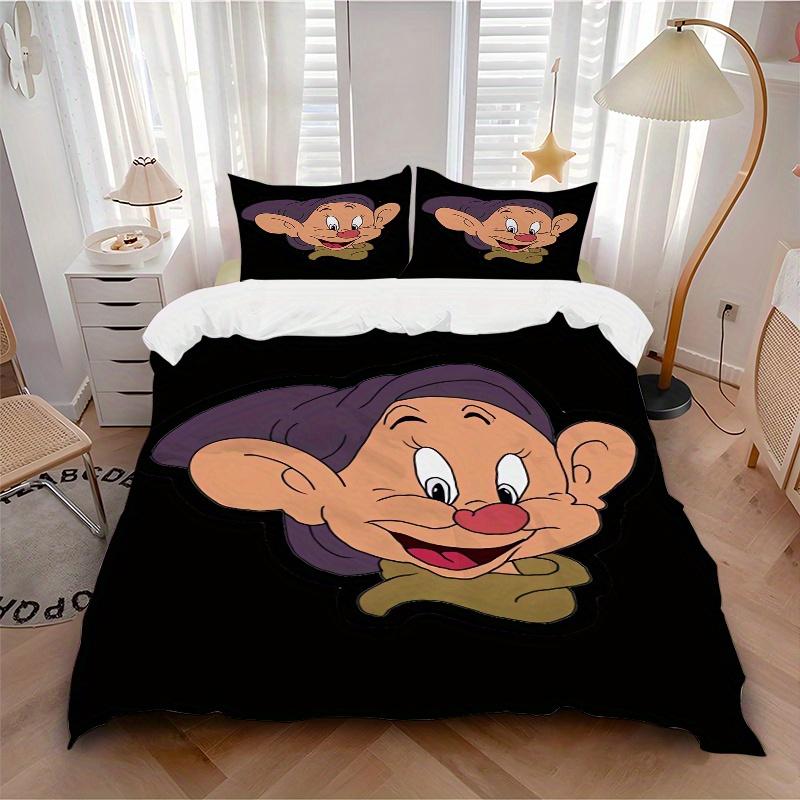 3pcs Snow White Dopey Cartoon Bedding Set Includes 1 Quilt Cover and 2 Pillowcases, Comfortable Bedding W093