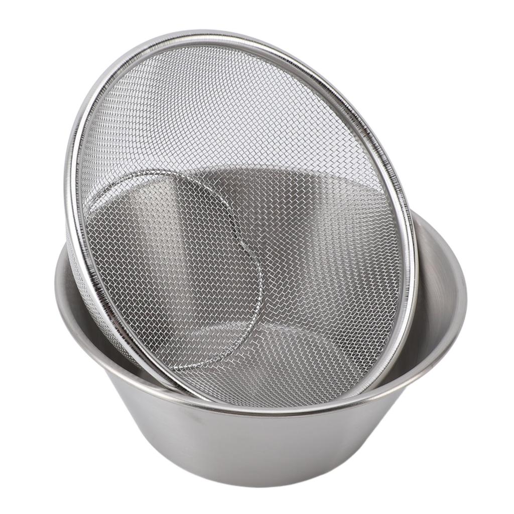 304 Stainless Steel Colander with Mixing Bowl Portable Kitchen Microporous Strainer for Washing Rice Pasta Small Grains