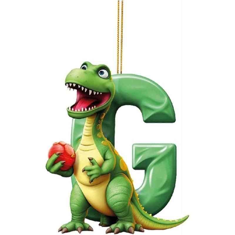 1ks vánoční dinosauří ozdoby 26 písmen kreslený přívěsek 2D plochý akrylový materiál dinosauří figurky závěsná vánoční párty dekorace, ideální pro domácnost