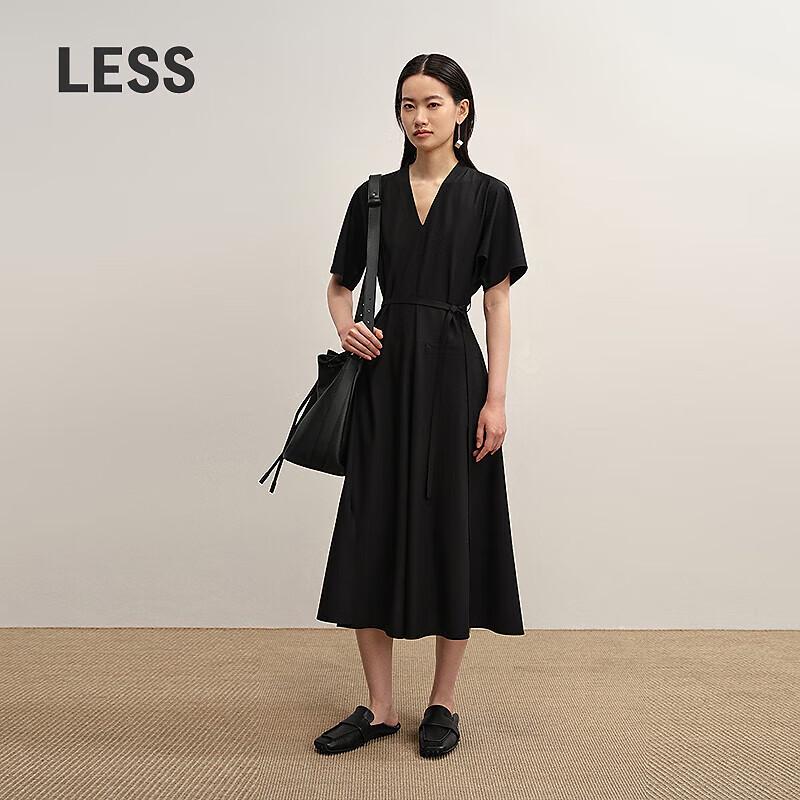 Women's Wool Blend Short Sleeve V-Neck A-Line Dress