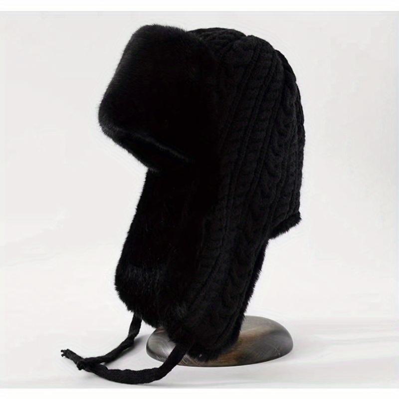 Women's Knit Hat with Extended Ear Flaps - Windproof Winter Cap for Cycling, Korean Style Thickened Tie-Fastened Design