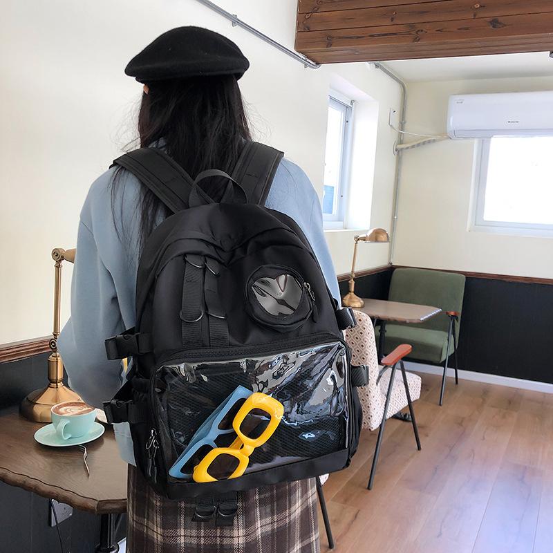 Schoolbag Japanese backpack transparent cute baby bag school bag female large capacity student backpack college style student schoolbag