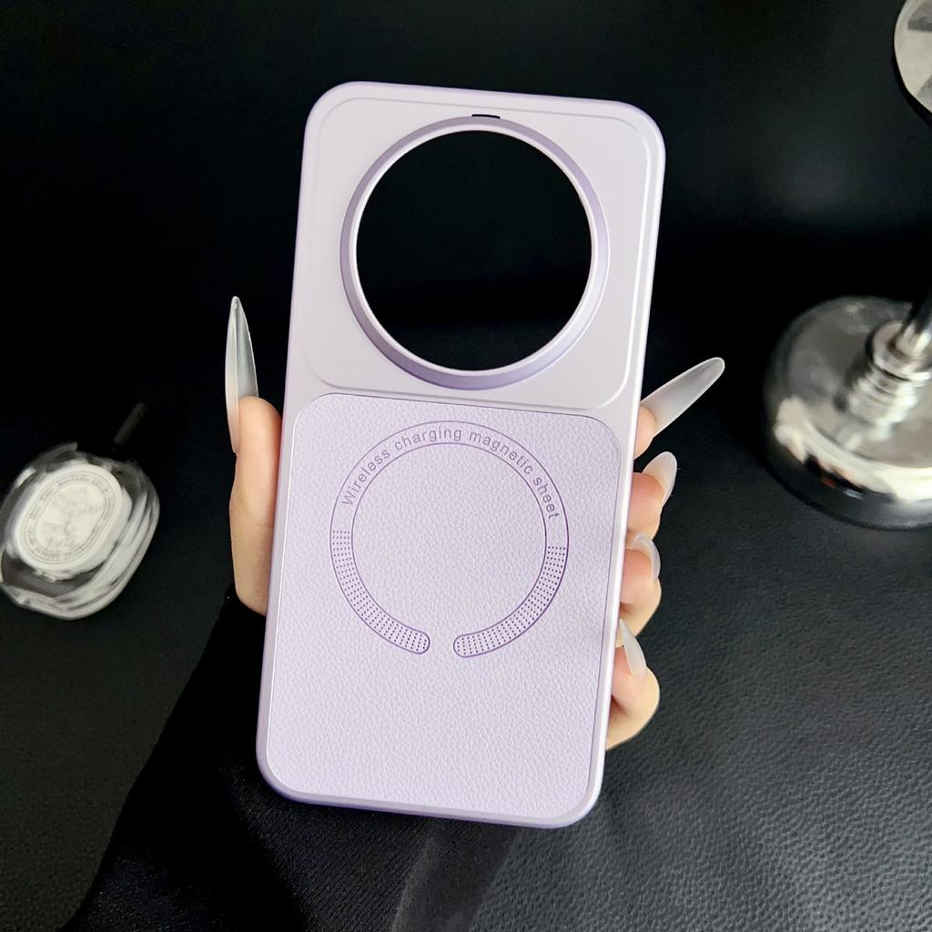 Litchi pattern magnetic attraction is suitable for Huawei Pura90ProMax mobile phone case Mate80 pigmented leather anti-drop hard sheath