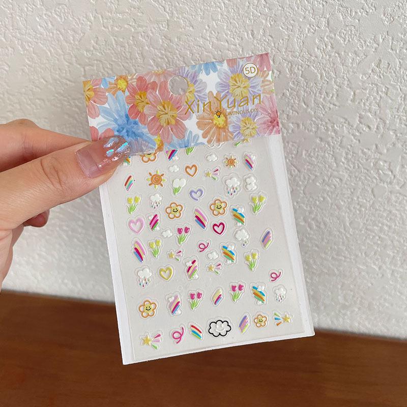 5D Embossed Cartoon Nail and Phone Stickers for Kids