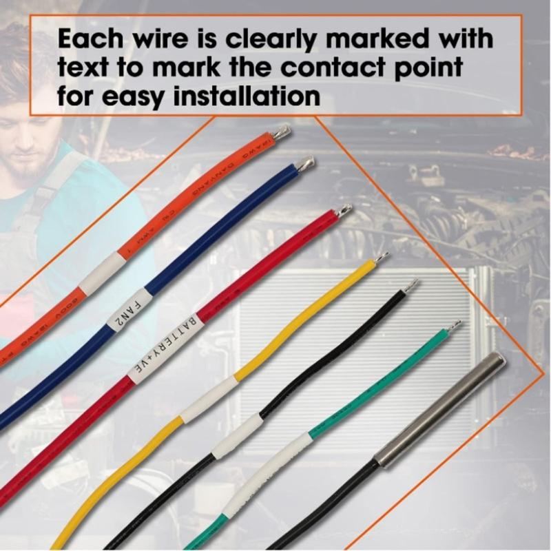 Adjustable Radiator Fan Controller Switches Kit For 12V 24V Vehicles Supports 2 Fans With Digital Temperature Readout