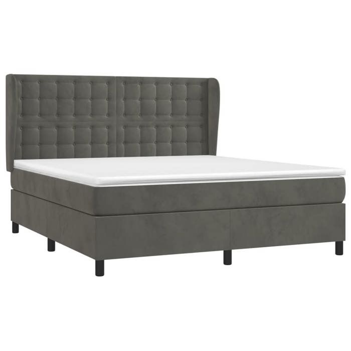 VidaXL Lit à sommier tapissier et matelas Gris foncé 160x200cm Velours - Modèle 3129460