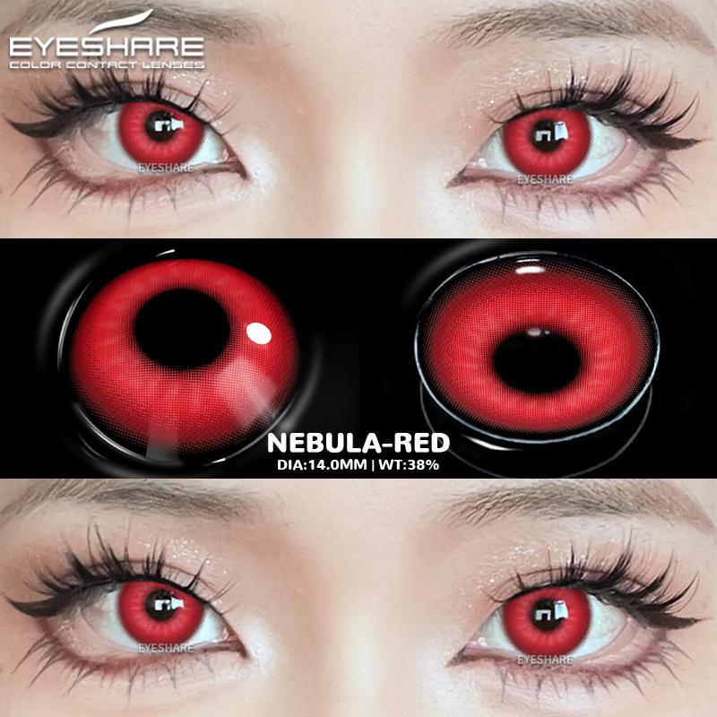 Eyeshare 1 Paar Halloween Farbige Kontaktlinsen für Augen Cosplay Linsen Anime Kosmetik Make-Up Lila Farbige Linsen Rote Augen