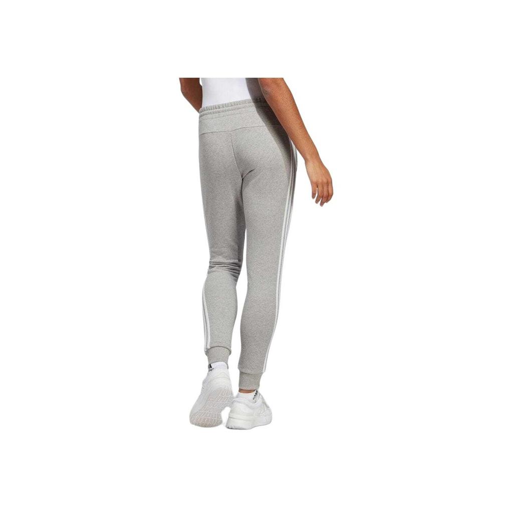 Adidas Side Three Stripes Lace-Up Cuffed Retro Knitted Sports Pants Women Pants Gray IC9922