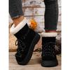 Women's Plus Size Lace Up Platform Snow Boots Winter New Short Ankle Warm Fleece Lined Cotton Boots