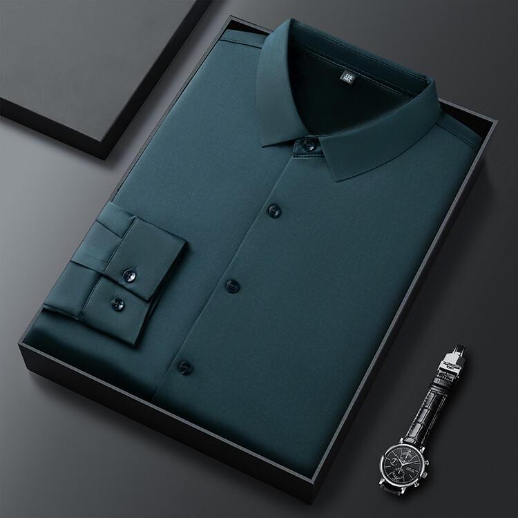 Men's Seamless Fleece-Lined Formal Long-Sleeve Shirt