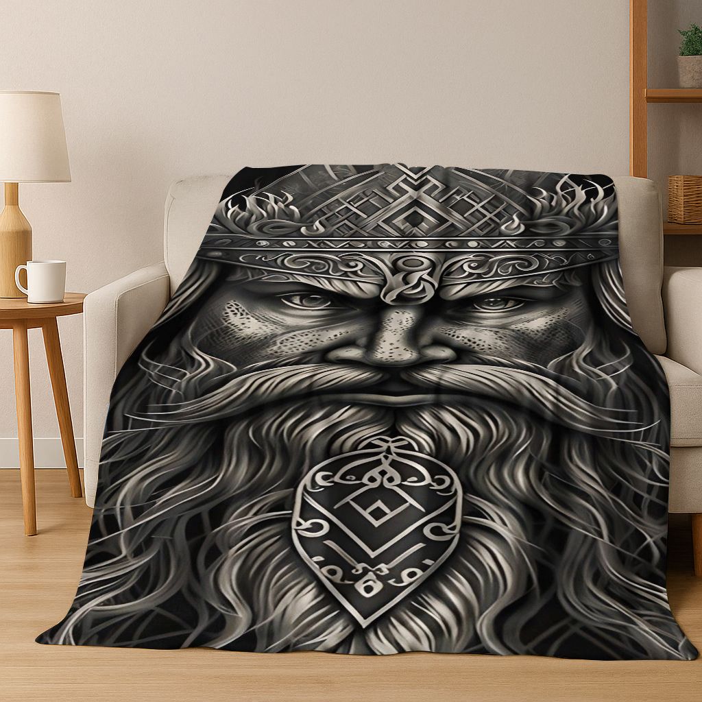 Nordycki Symbol Wojownika Wikingów Valhalla Valknut Runa Koc Flanelowy, Przytulny Miękki Koc Rzutowy do Domu Sypialni Łóżka Pokrowiec na Sofę Prezent