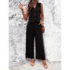 Casual V-neck Vest Long Pants Set Pure Color Casual V-neck Vest Pants Suit