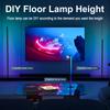 Dimmable RGB Corner Floor Lamp Smart APP DIY Height and Color 142cm 4 Sections LED Mood Light with Reading Light for Home Decor