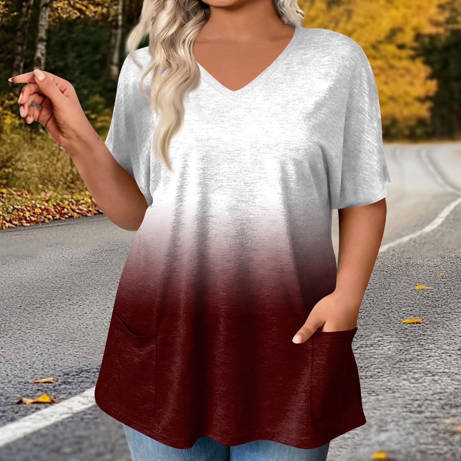 Женская модная блузка большого размера с принтом и коротким рукавом для элегантных поездок на работу и повседневной носки XXXXXL винный