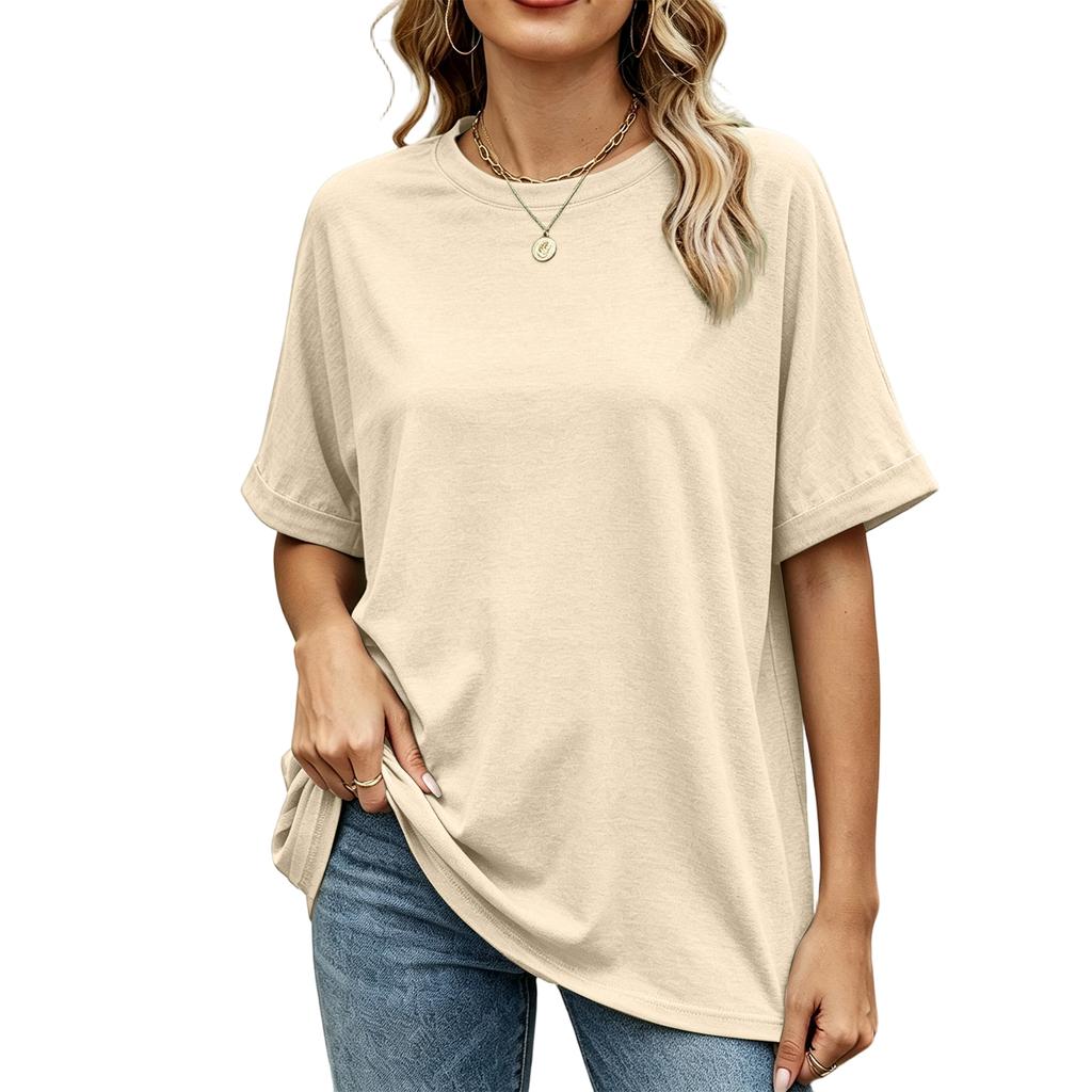 Women's Loose Fit Casual Short Sleeve Crew Neck T-Shirt Lightweight Soft Fabric Comfortable Daily Wear Basic Top