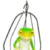 Hammock Chair Reading Frog Statue Cartoon Green Frog Figurine Resin Miniature Animal Sculpture Indoor
