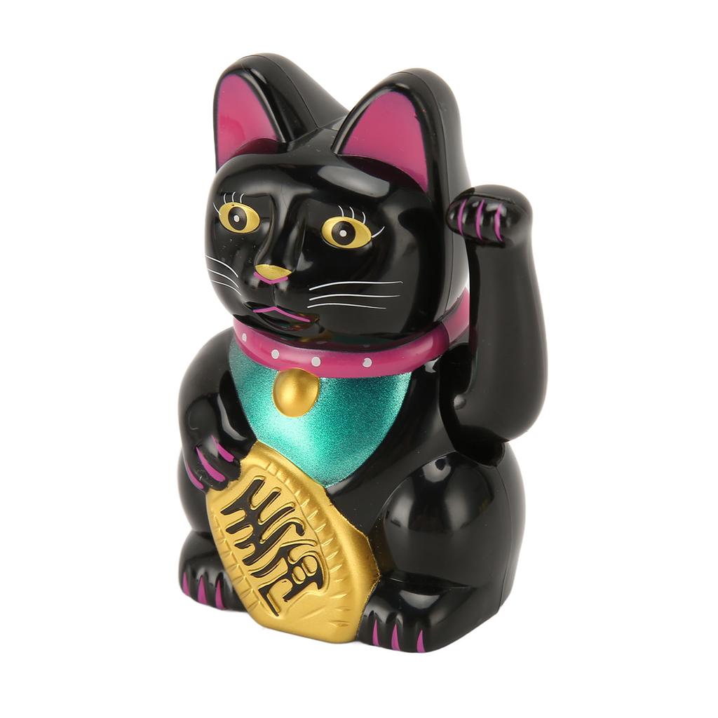 4in Solar Lucky Fortune Cat with Waving Arm Solar Powered Feng Shui Lucky Cats Lucky Beckoning