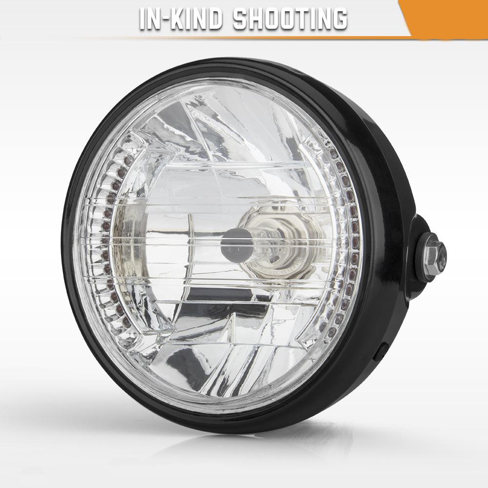 7 in Motorcycle Headlight 7 Universal 12V H4 35W Round Motorcycle Yellow LED Headlight W/ Black Bracket Motorcycle Accessories