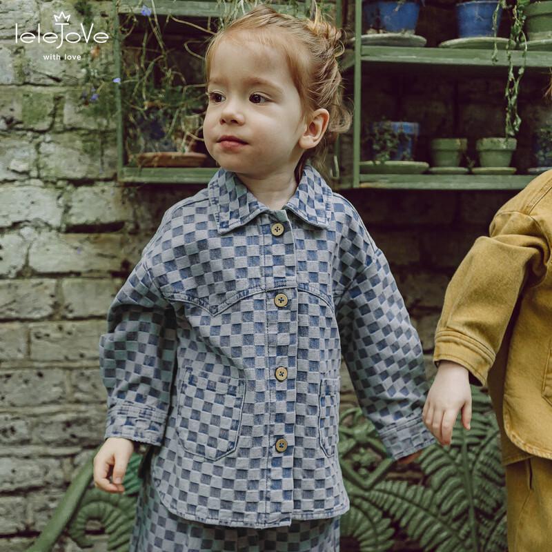 LELE JOVE Nordic Style Checkerboard Baby Denim Jacket 90