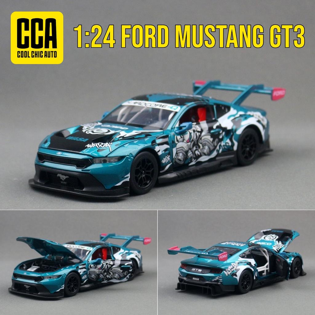 YTMH2 1/24 Ford Mustang GT3 Sport Racing Toy Car Model Diecast Metal Rally Miniature Sound & Light Gift For Child Kid Boy Collection