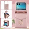 Crossbody Cards Solt Wallet Leather Ring Holder Case For Motorola Razr 50 Ultra Razr50 40 Long Lanyard Pocket Bag RFID Cover