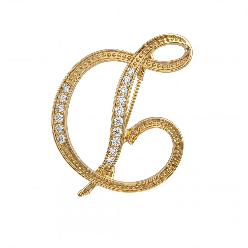 Trendy 26-Letter Rhinestone Brooch Pin - Fashion Accessory for Clothing & Bags