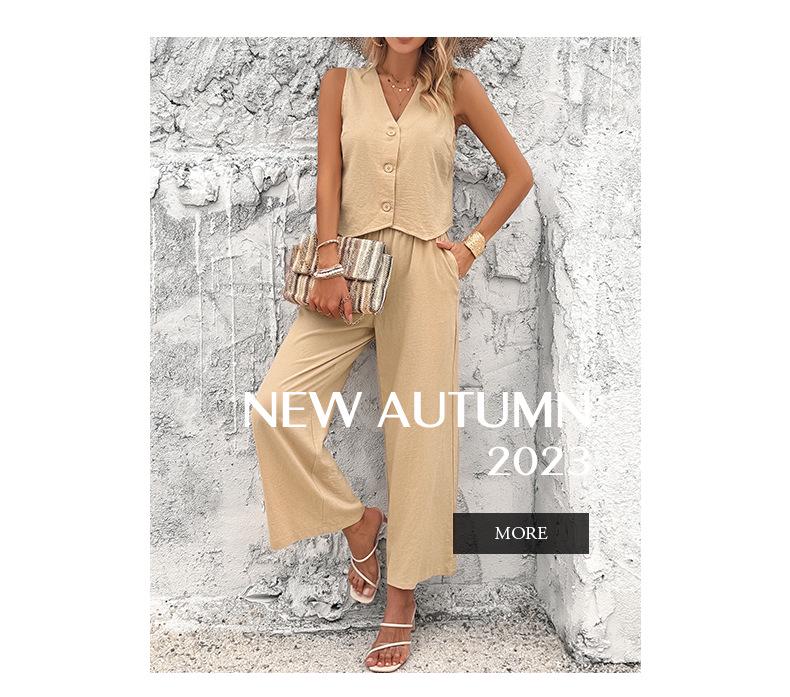 Diyun 2024 Spring/Summer Women's Casual Solid Tank Top Set