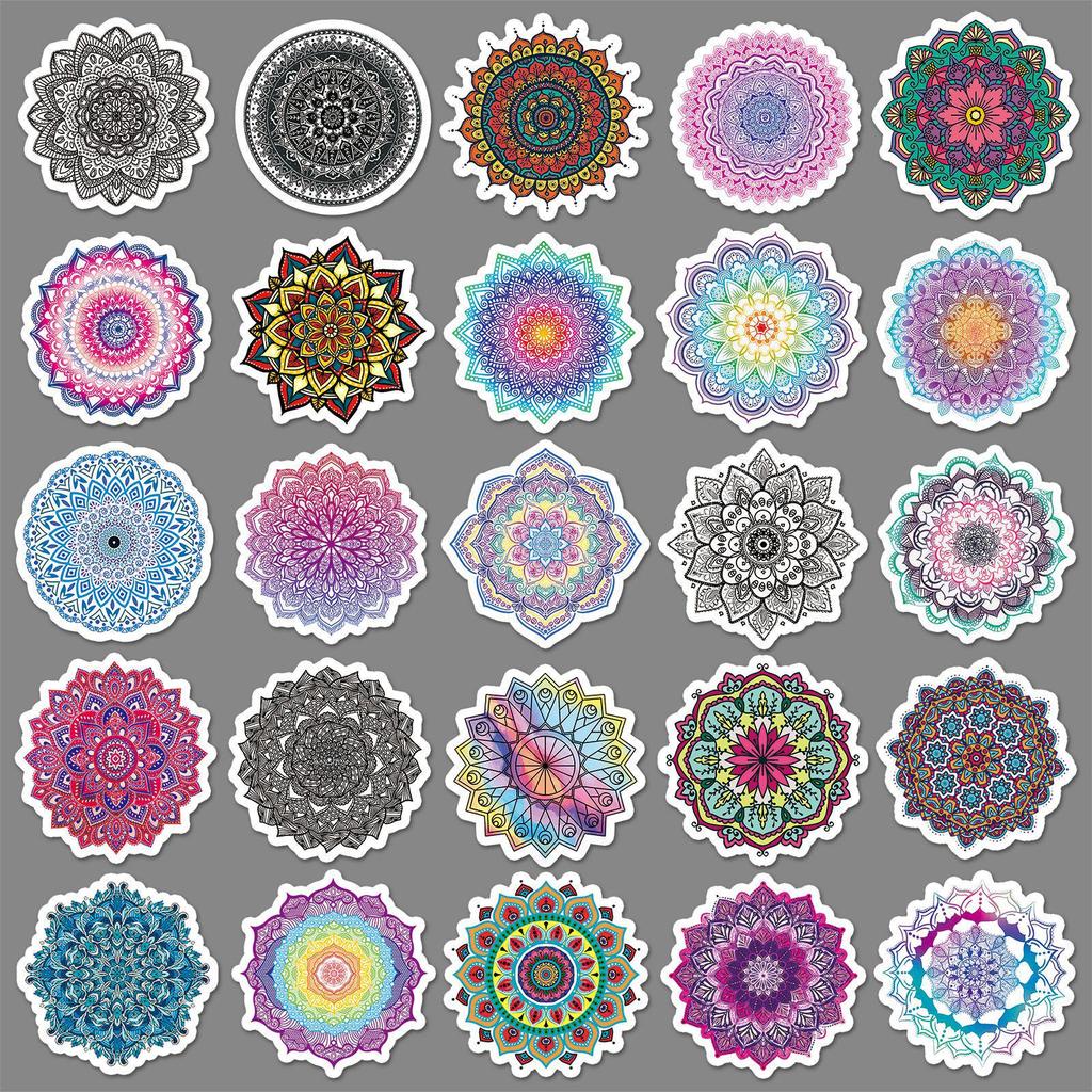 50 Mandala Doodle Retro Creative DIY Waterproof Stickers for Phone Cases and Luggage