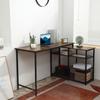 Corner Desk Angled Desk PC Table Computer Desk Office Desk with Shelf Drawer, L-Shape, Particleboard Metal, Rustic Brown 135 X 90 X 79 Cm