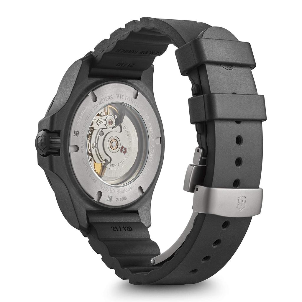 VICTORINOX CARBON Mechanical Automatic Watch with Carbon Black Black Rubber and Set I.N.O.X. Men's Case, Dial, Strap, Multi-Tool (241866.1)