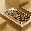 Premium gegalvaniseerde glazen telefoonhoes voor iPhone 17  16  15  14  13  12  11pm Pro Plus. Goudkleurig gestreept bloemenpatroon.