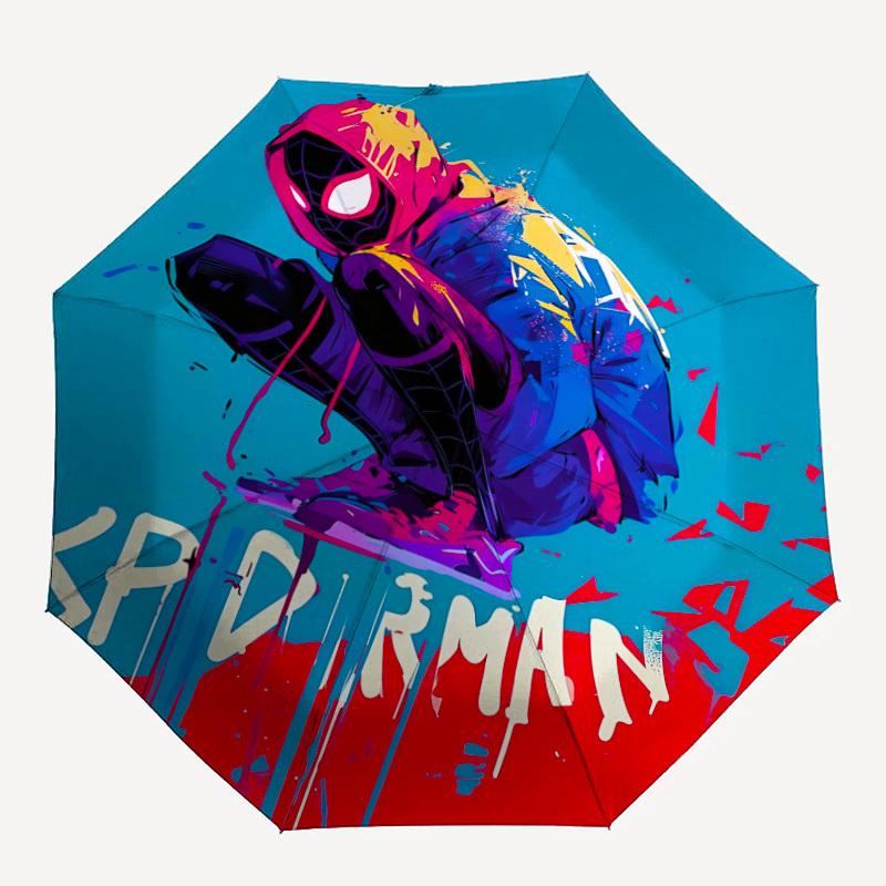 

1pc SpiderMan Automatic Folding Umbrella - Compact 8-Rib Design, Durable Plastic & Iron, 036