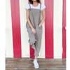 Women's Loose High Waist Pocket Fashion Color Cotton Linen Suspender Jumpsuit