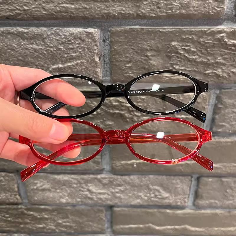 1/2/3pcs Y2K Vintage Small Oval Glasses Girls Style Red Green Frame Glass Eyewear Decorative Outdoor Anti-blue Eyeglasses Gifts