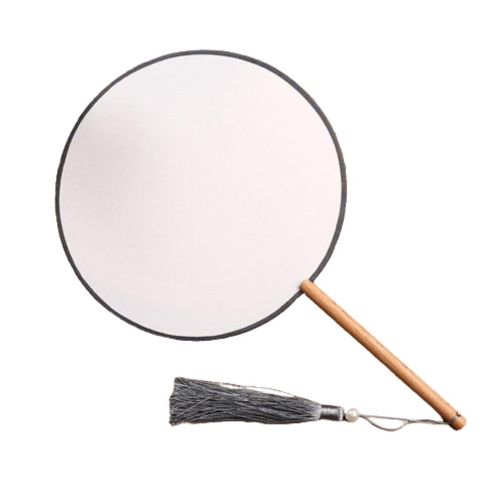 Chinese Style Blank Round Hand Fan Embroidery Dance Fan Wooden Silk Hand Fan  Home Decoration
