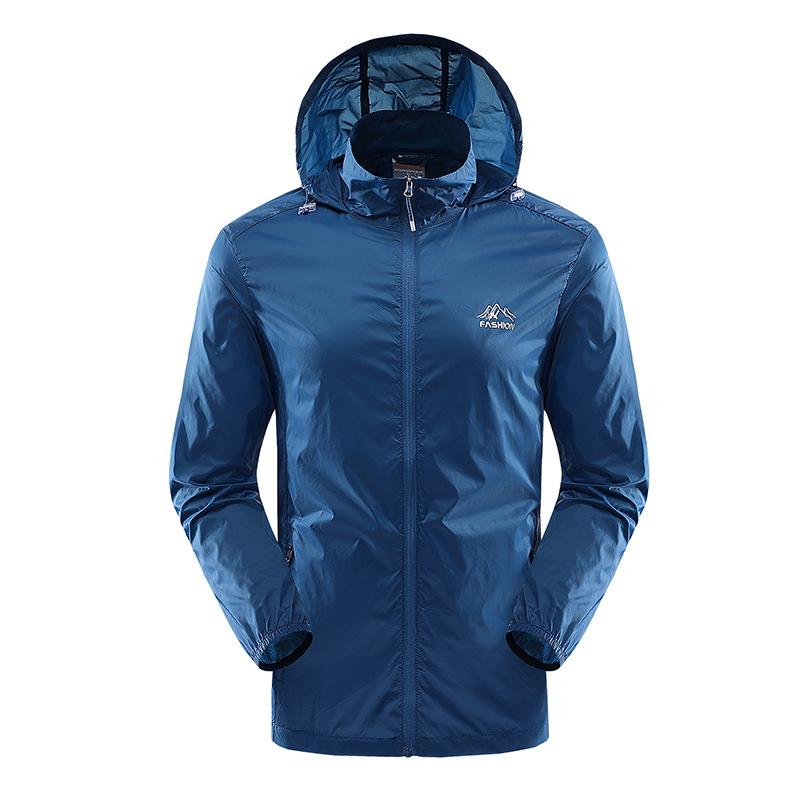 Fashion Sunscreen Clothing Men s Summer Casual Outdoor Hooded Jacket Sunscreen Clothing Outdoor Quick-drying Clothes M павлин голубой