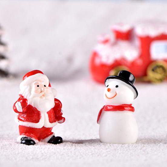 1Pc Christmas Santa Snowman Train Mini Figurine DIY Fairy Landscape Decoration
