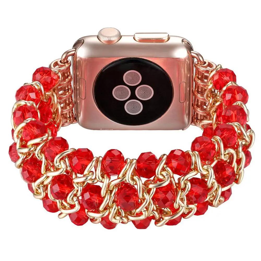 

Luxury Jewelry Metal Watch Band for Apple Watch Series 10 9 8 7 6 5 4 45mm 40mm 44mm 42mm 46mm Women Replaceable band Correa S10-42mm 38 40 41mm красный