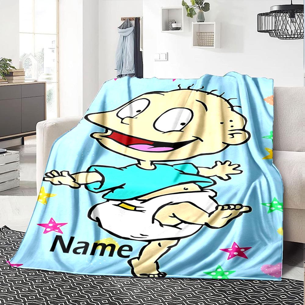 Custom Name Rugrats Theme Printed Blanket - Perfect for Couch, Bed, Travel & Outdoor Use | Machine Washable, Cozy & Durable.