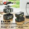 Cordless Grass Trimmer, 18V, 2 x 4.0 Ah Batteries, Charger, Silver