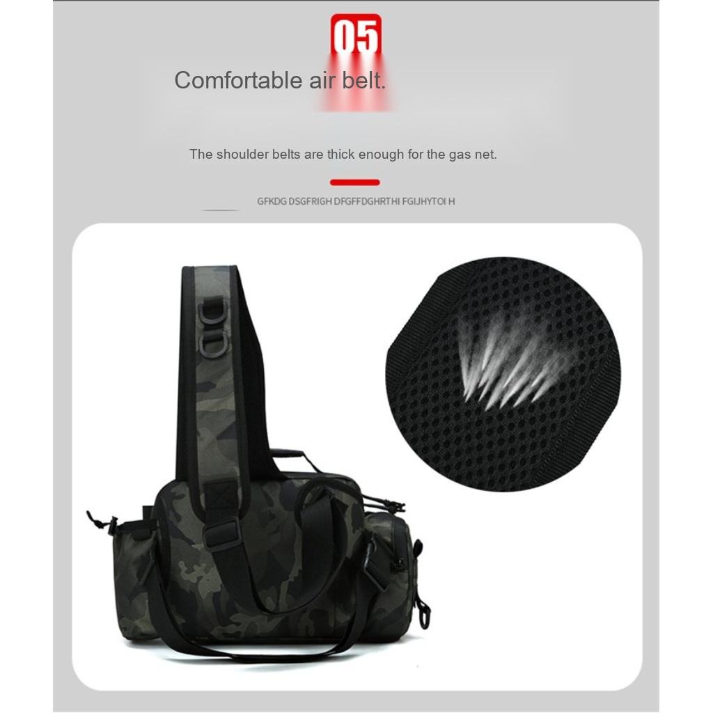 Crossbody Bag Unisex Nylon Multi Pocket Lightweight for Outdoor Fishing