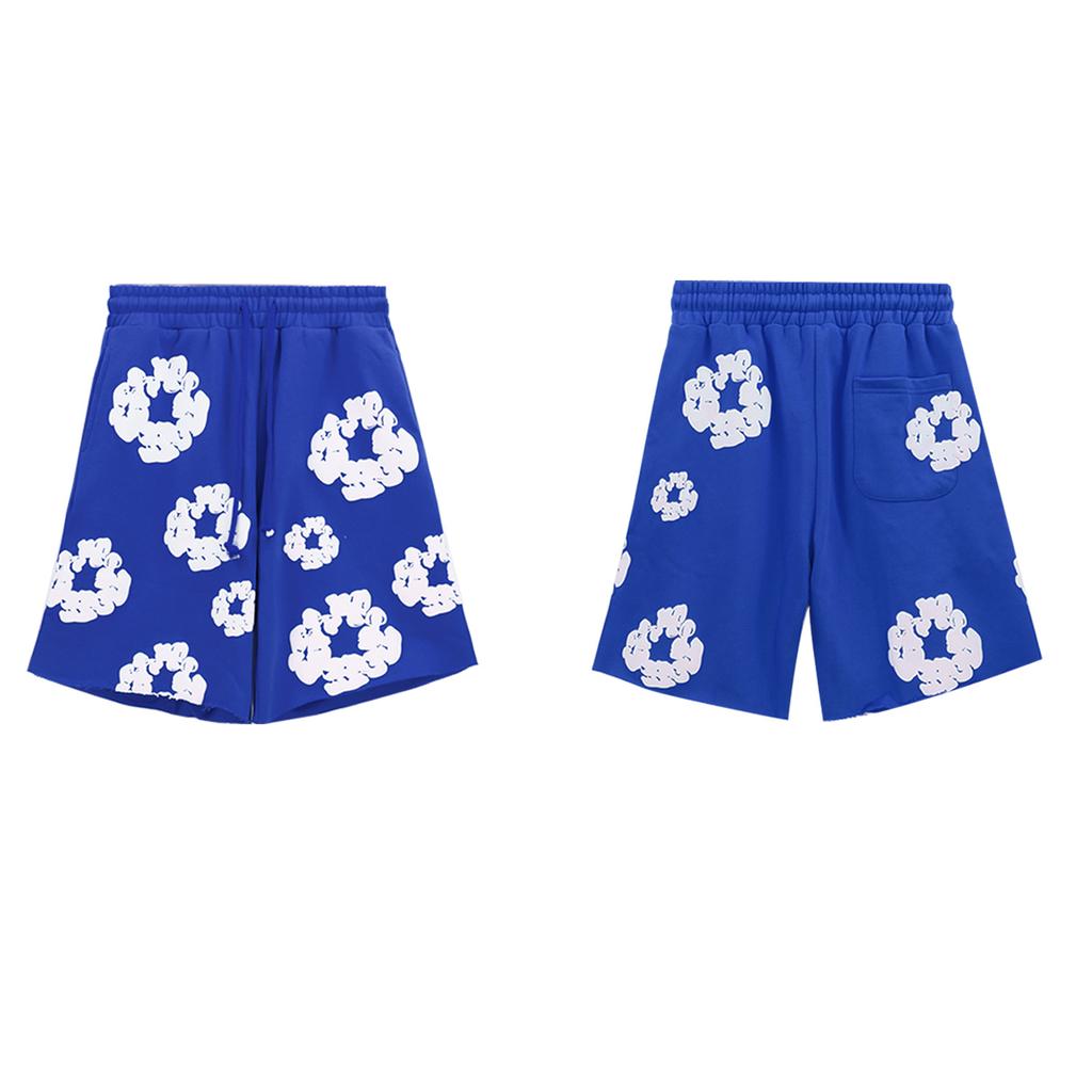 Pantaloncini con Stampa Ghirlanda di Cotone, Pantaloncini Casual Streetwear Unisex, Disponibili in Più Colori