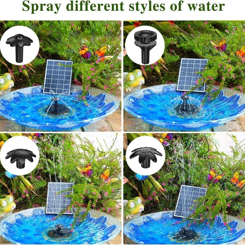 3.5W Solar Water Fountain Pump, Solar Fountain with Glass Solar Panel and Nozzle for Garden Fish Tanks Outdoor Swimming Pools