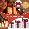 Christmas Lighting Gift Box 3-piece Set, Outdoor Decorative LED Lighting Gift Box, Golden Snowflake Gift Box, Plug-in Christmas Decoration