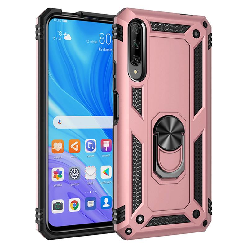 Luxury Armor Shockproof Bumper Phone Case For Huawei Y6S Y8S Y9S Car Magnetic Metail Ring Stand Holder Back Cover