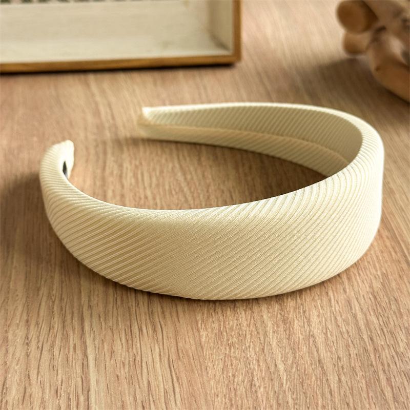 Embossed Diagonal Texture Headband Sweet Macaron Color Hair Hoop Wide Thick Spongy Hairband For Elegant Women Daily Styling